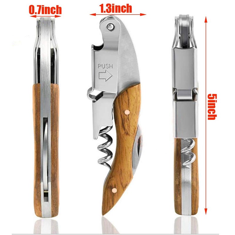 Kit-Home Professional Waiter Corkscrew Wine Key for Bartenders Set of 3,With Long Rosewood Handle Stainless Steel Handle Wine Opener for Bar Restaurant Waiters, Sommelier, Bartend (Big Wood 3 Packs) - Image 3